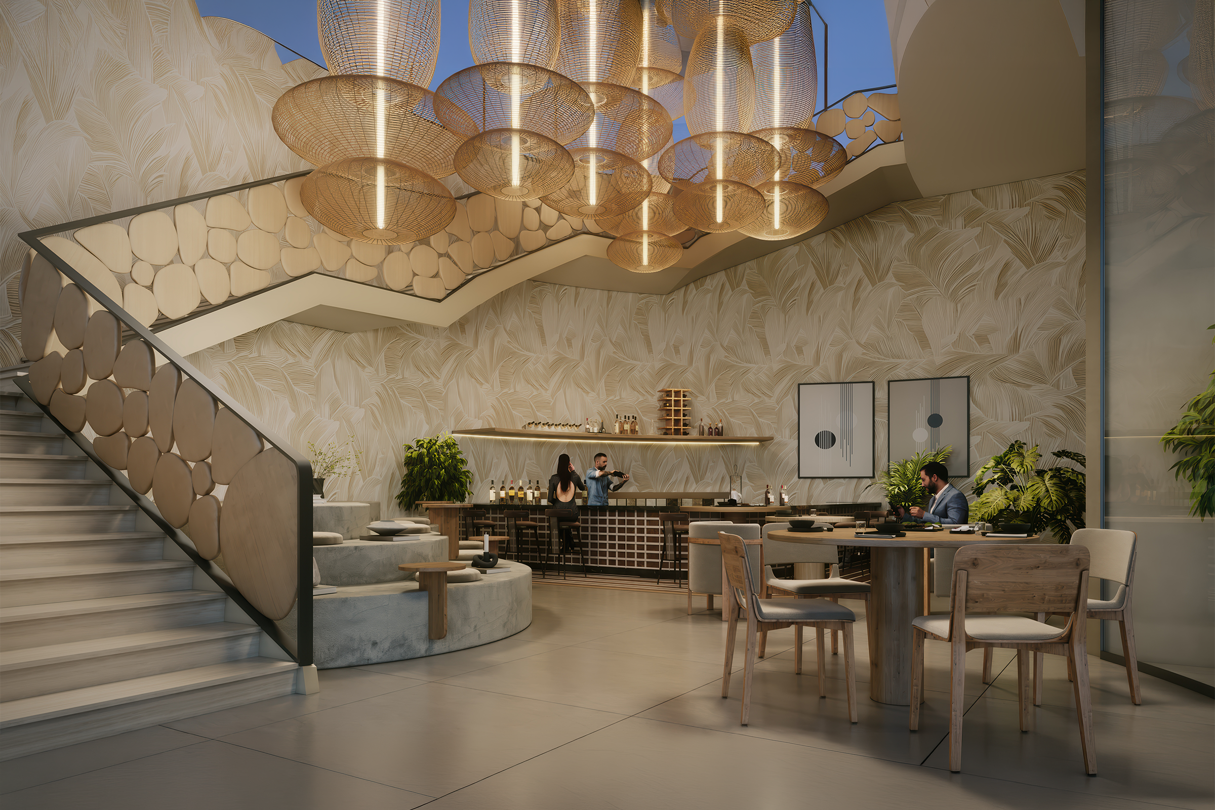 Double-height café